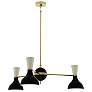Clare 27.75"W 3 Light Modern Brass Chandelier w/ Black And Off White Shades
