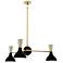 Clare 27.75"W 3 Light Modern Brass Chandelier w/ Black And Off White Shades