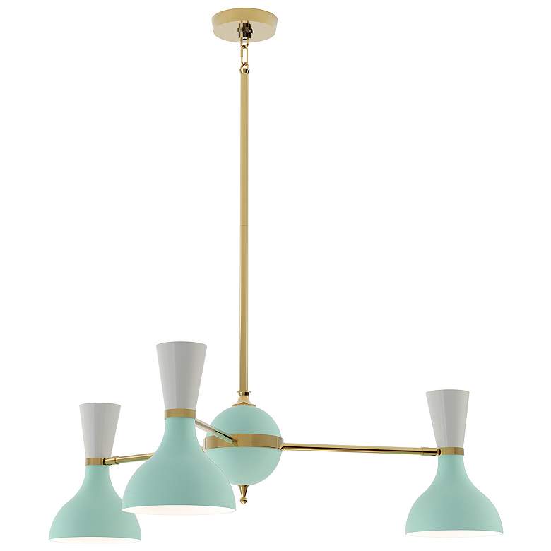 Image 1 Clare 27.75"W 3 Light Modern Brass Chandelier w/ Mint And Lily Shades