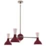 Clare 27.75"W 3 Light Nickel Chandelier w/ Plum And Rose Shades