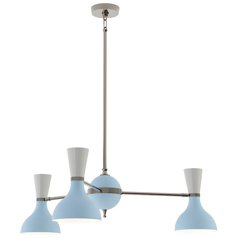 Image 1 Clare 27.75"W 3 Light Nickel Chandelier With Baby Blue And Lily Shades