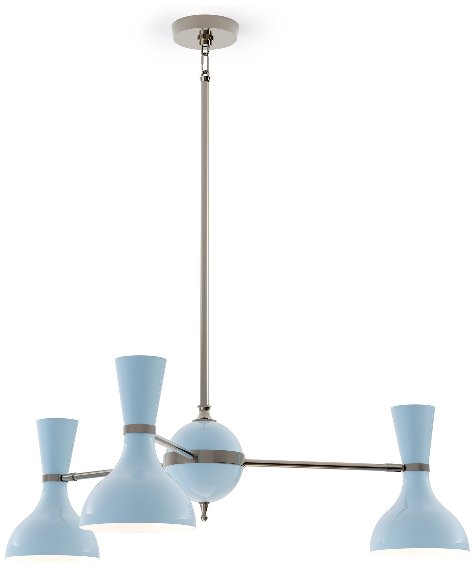 Clare 27.75"W Polished Nickel Chandelier with Baby Blue Made to Order