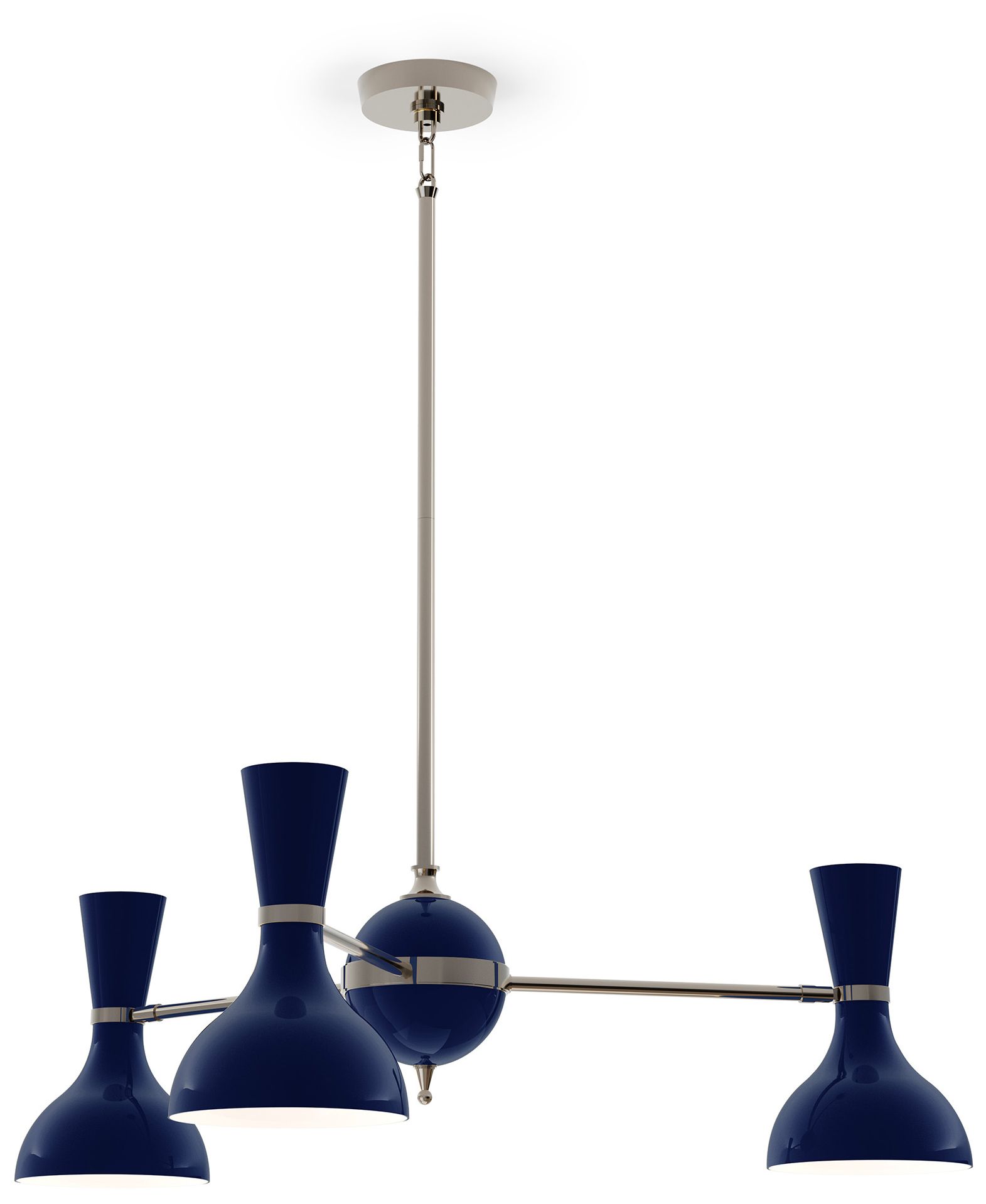 Clare 27.75"W Polished Nickel Chandelier with Midnight Blue Made to Order
