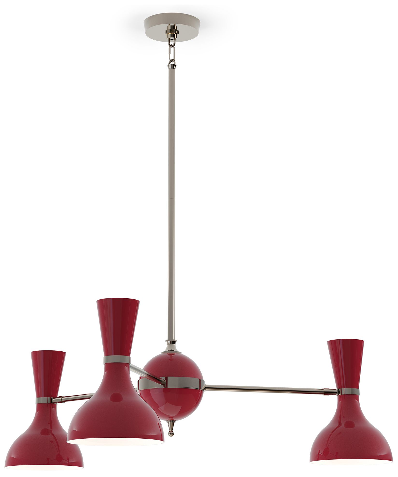 Clare 27.75"W Polished Nickel Finish Chandelier with Oxblood Made to Order