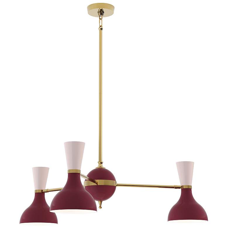 Image 1 Clare 27.75" Wide 3 Light Modern Brass And Sugar Plum Chandelier