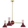 Clare 27.75" Wide 3 Light Modern Brass And Sugar Plum Chandelier
