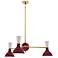 Clare 27.75" Wide 3 Light Modern Brass And Sugar Plum Chandelier