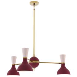 Clare 27.75" Wide 3 Light Modern Brass And Sugar Plum Chandelier