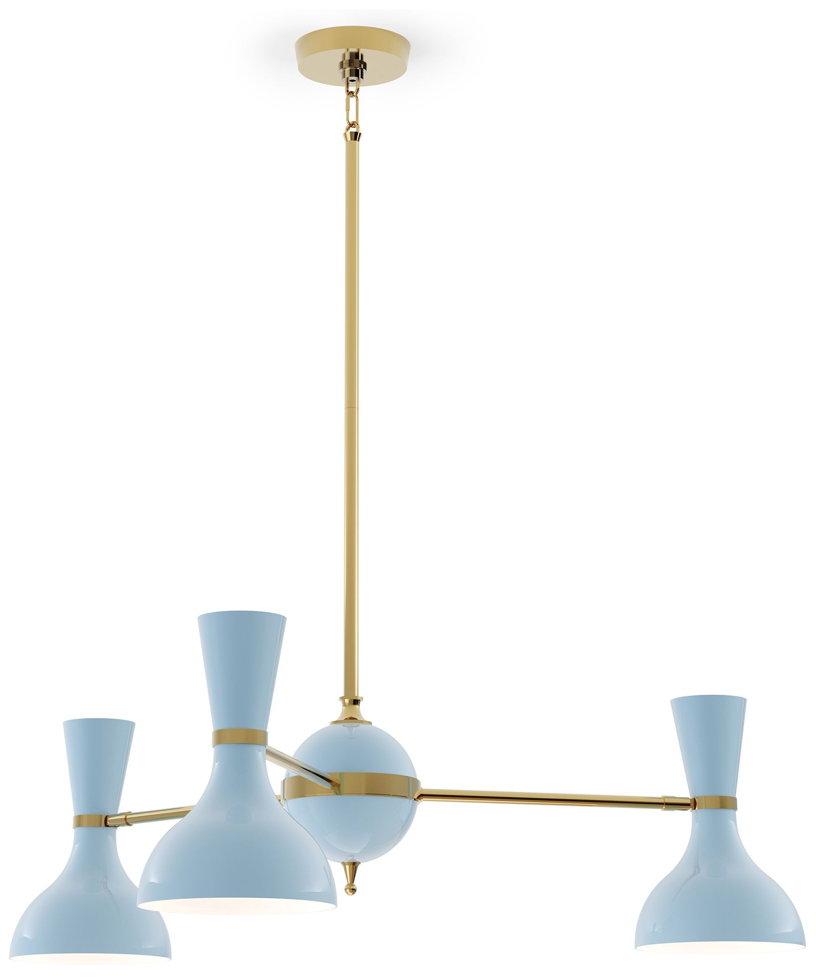 Clare 27.75" Wide Modern Brass Finish Chandelier with Baby Blue Shade