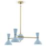 1_Clare 27.75" Wide Modern Brass Finish Chandelier with Baby Blue Shade