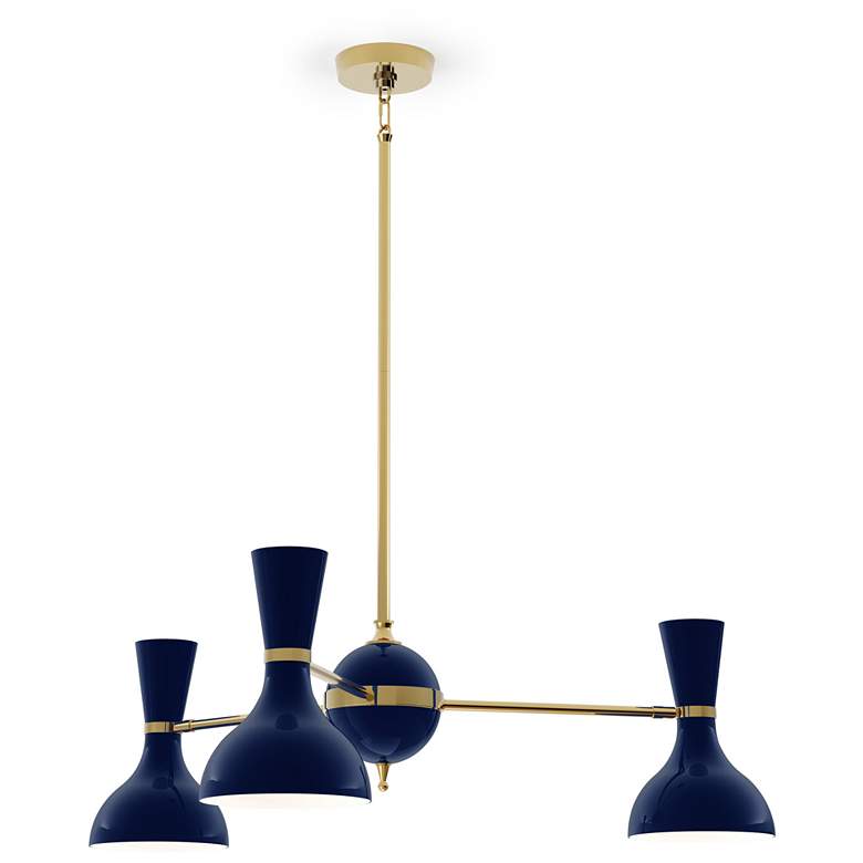 Image 1 Clare 27.75" Wide Modern Brass Finish Chandelier with Midnight Blue Shade