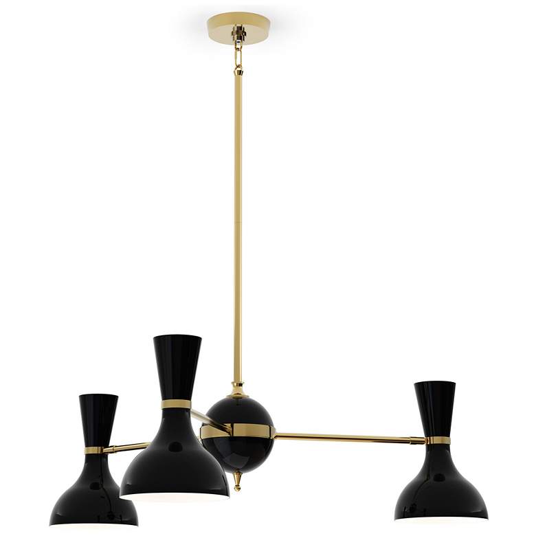 Image 1 Clare 27.75" Wide Modern Brass Finish Chandelier with Obsidian Shade