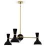 1_Clare 27.75" Wide Modern Brass Finish Chandelier with Obsidian Shade