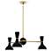 Clare 27.75" Wide Modern Brass Finish Chandelier with Obsidian Shade
