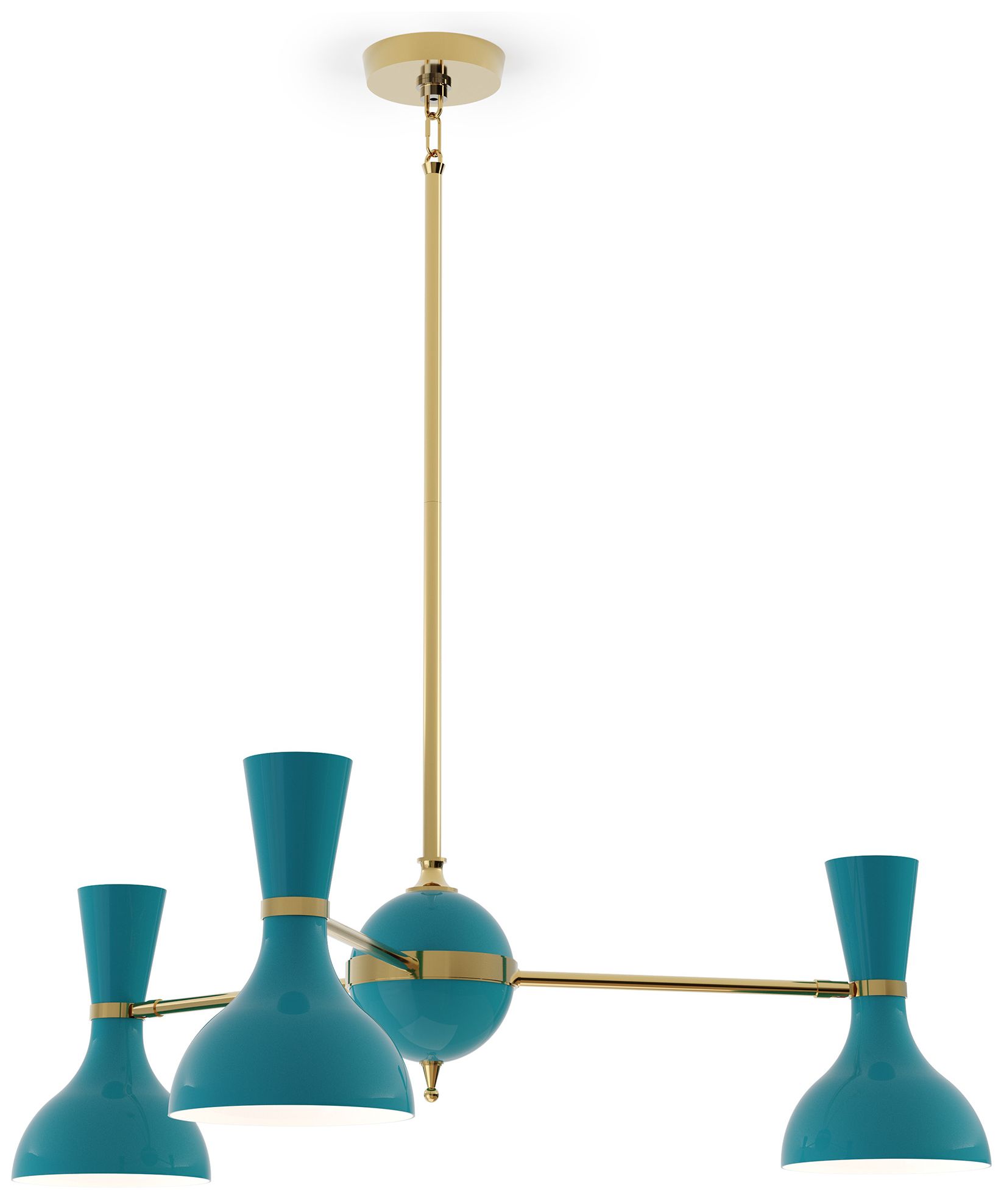 Clare 27.75" Wide Modern Brass Finish Chandelier with Peacock Shade
