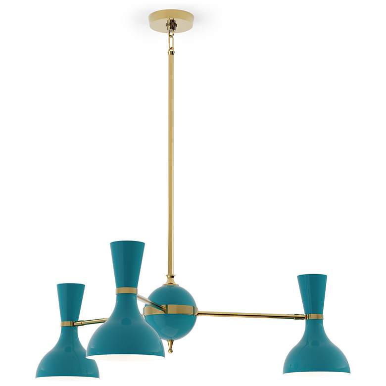 Image 1 Clare 27.75" Wide Modern Brass Finish Chandelier with Peacock Shade
