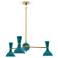 Clare 27.75" Wide Modern Brass Finish Chandelier with Peacock Shade