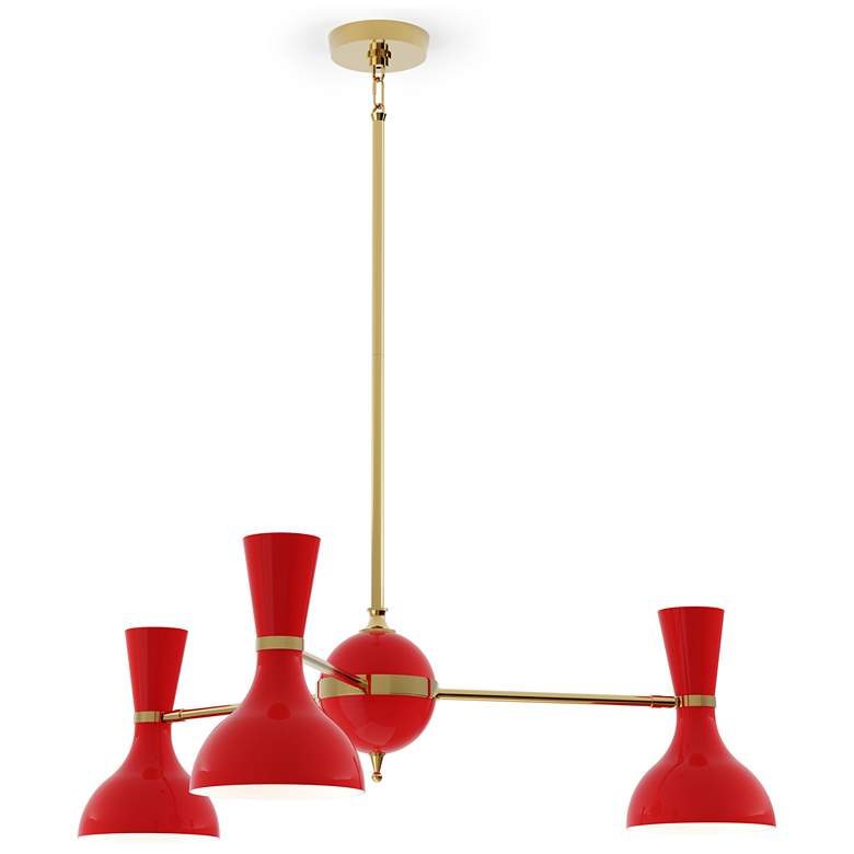 Image 1 Clare 27.75" Wide Modern Brass Finish Chandelier with Ruby Red Shade