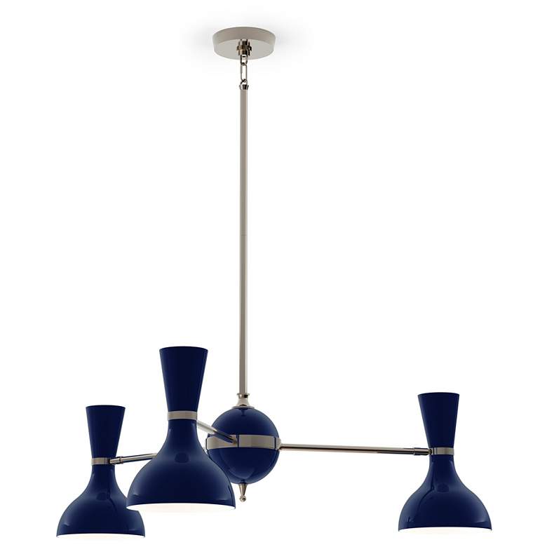 Image 1 Clare 27.75" Wide Polished Nickel Chandelier with Midnight Blue Shade