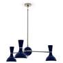 1_Clare 27.75" Wide Polished Nickel Chandelier with Midnight Blue Shade