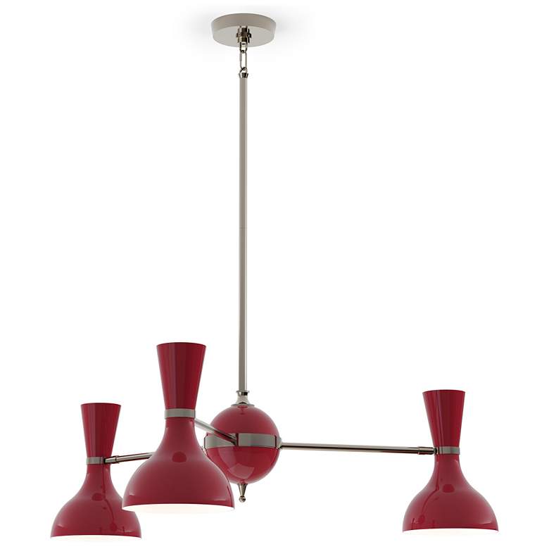 Image 1 Clare 27.75" Wide Polished Nickel Finish Chandelier with Oxblood Shade