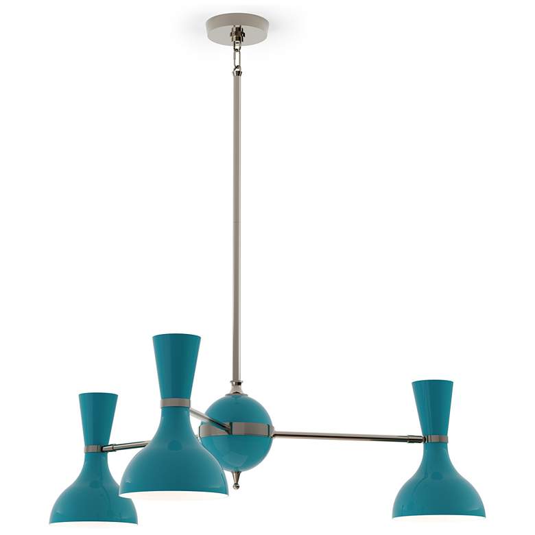 Image 1 Clare 27.75" Wide Polished Nickel Finish Chandelier with Peacock Shade