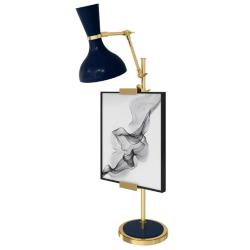 Clare 30.38"H Modern Brass Finish Easel Table Lamp w/ Midnight Blue Shade