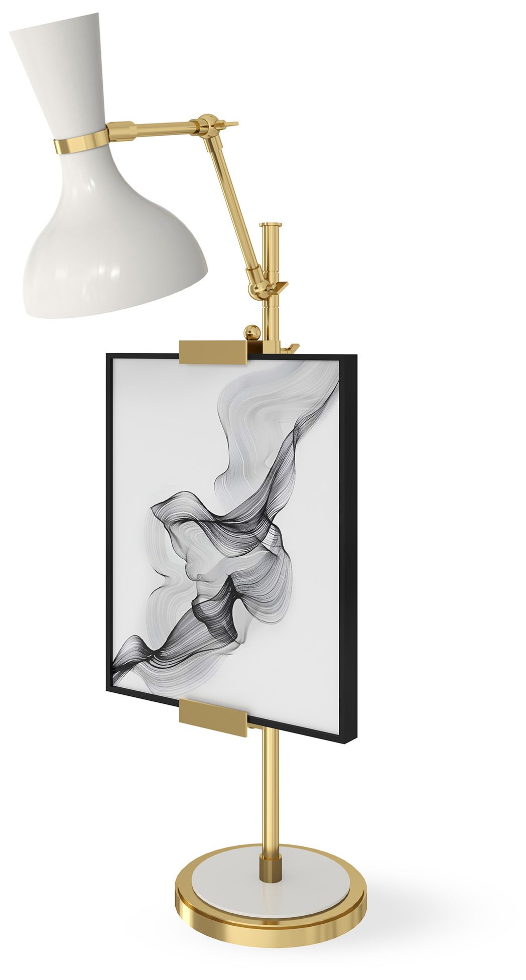 Clare 30.38"H Modern Brass Finish Easel Table Lamp with Lily Made to Order