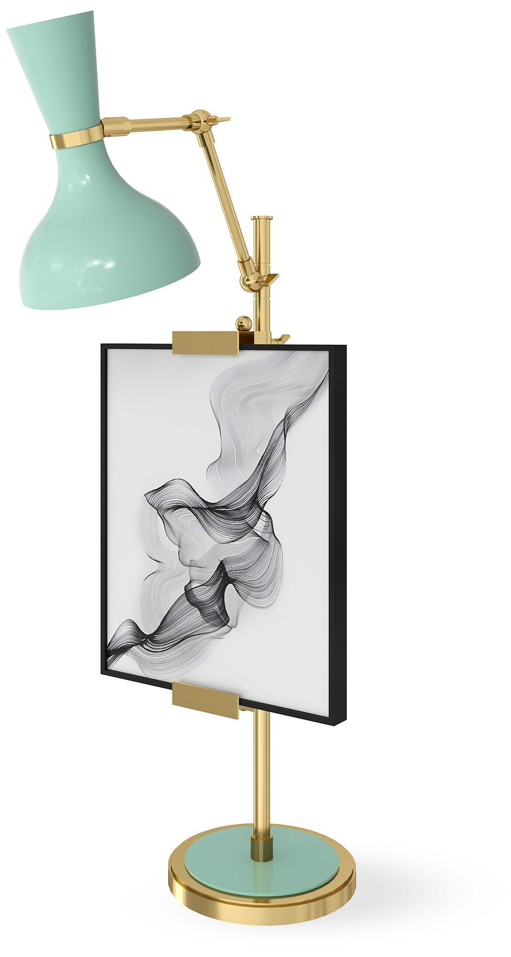 Clare 30.38"H Modern Brass Finish Easel Table Lamp with Mint Made to Order