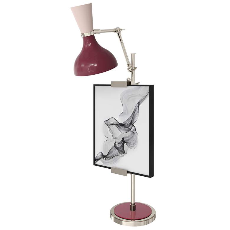 Image 1 Clare 30.38"H Nickel Easel Table Lamp w/ Sugar Plum/Rose Water Shade