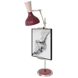 Clare 30.38"H Nickel Easel Table Lamp w/ Sugar Plum/Rose Water Shade