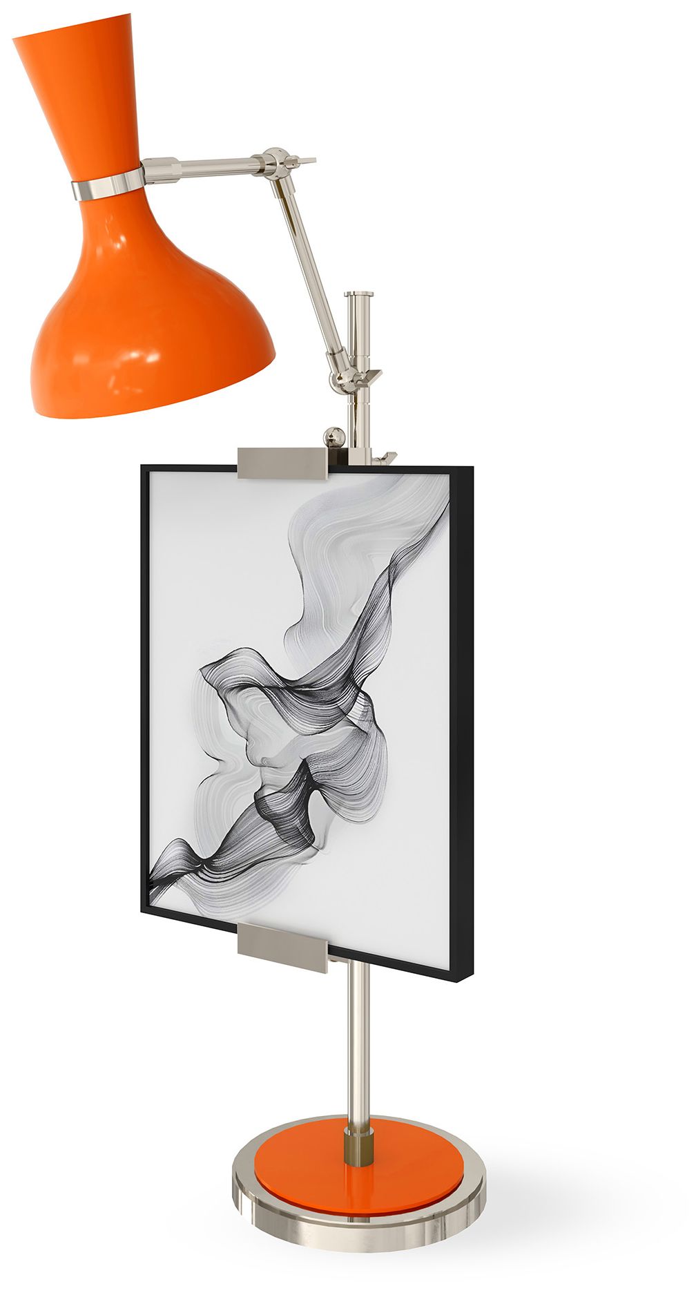 Clare 30.38"H Polished Nickel Easel Table Lamp w/ Pumpkin Made to Order