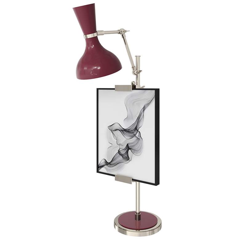 Image 1 Clare 30.38"H Polished Nickel Finish Easel Table Lamp w/ Sugar Plum Shade