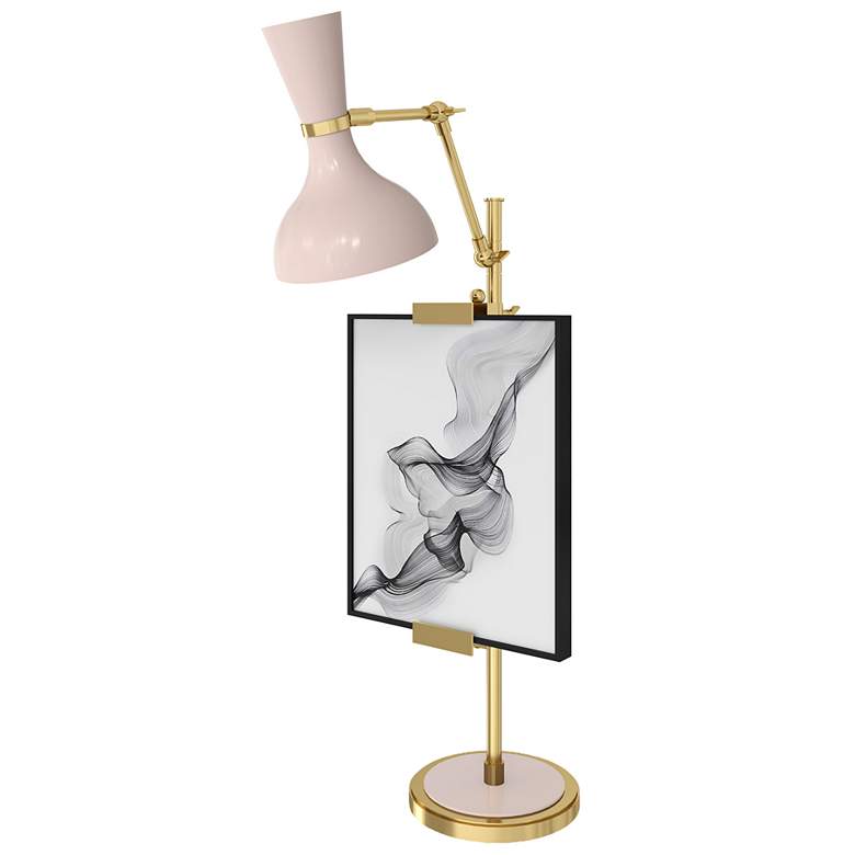 Image 1 Clare 30.38" High Modern Brass Finish Easel Table Lamp w/ Rose Water Shade