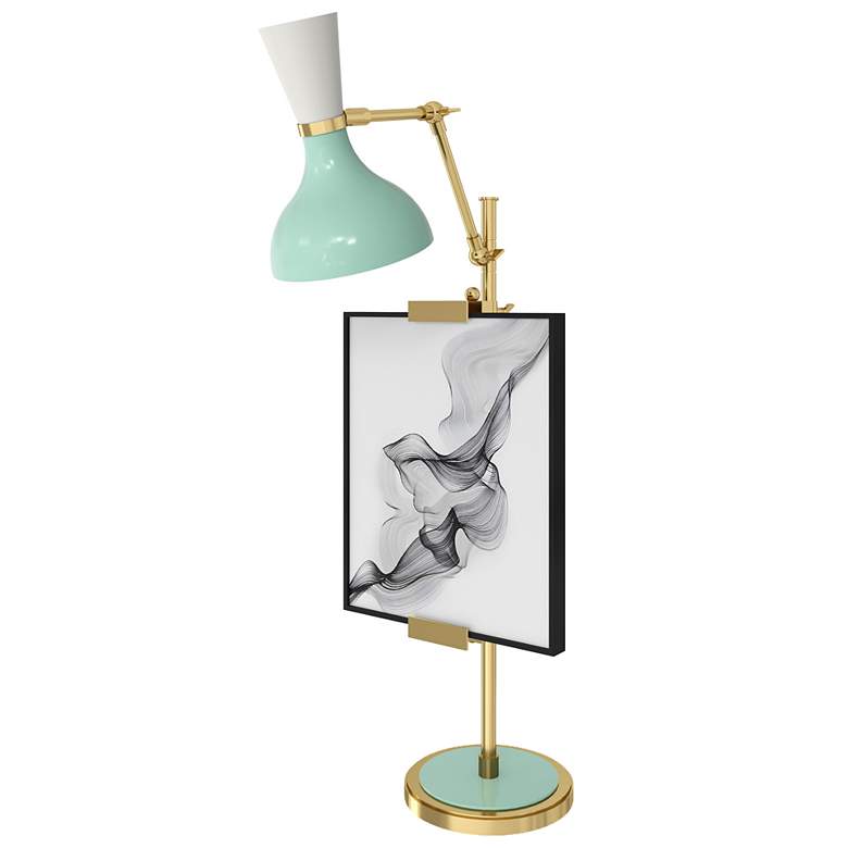 Image 1 Clare 30.38" High Modern Brass Finish Easel Table Lamp with Mint/Lily Shade