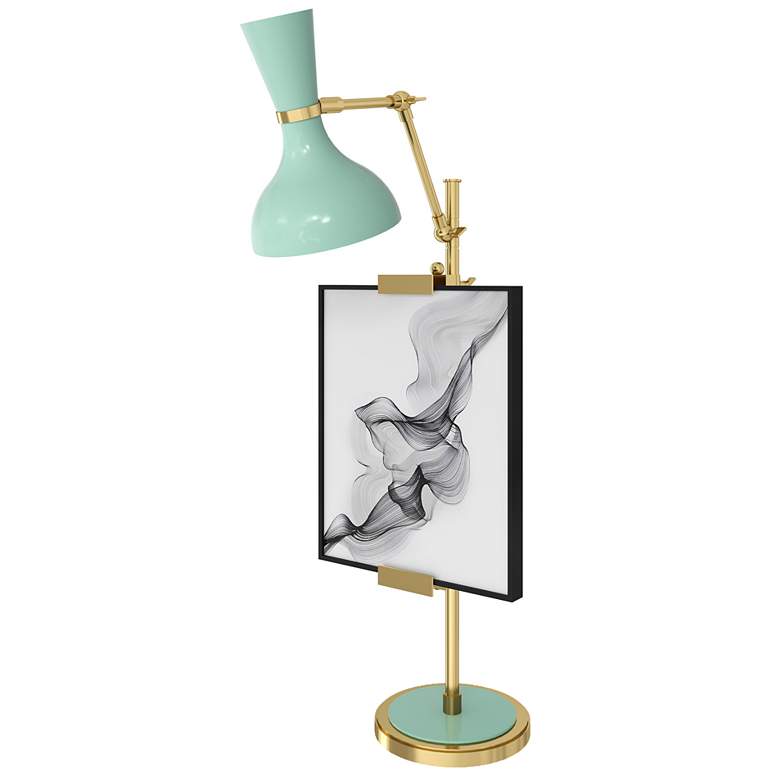 Image 1 Clare 30.38" High Modern Brass Finish Easel Table Lamp with Mint Shade