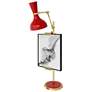 1_Clare 30.38" High Modern Brass Finish Easel Table Lamp with Ruby Red Shade