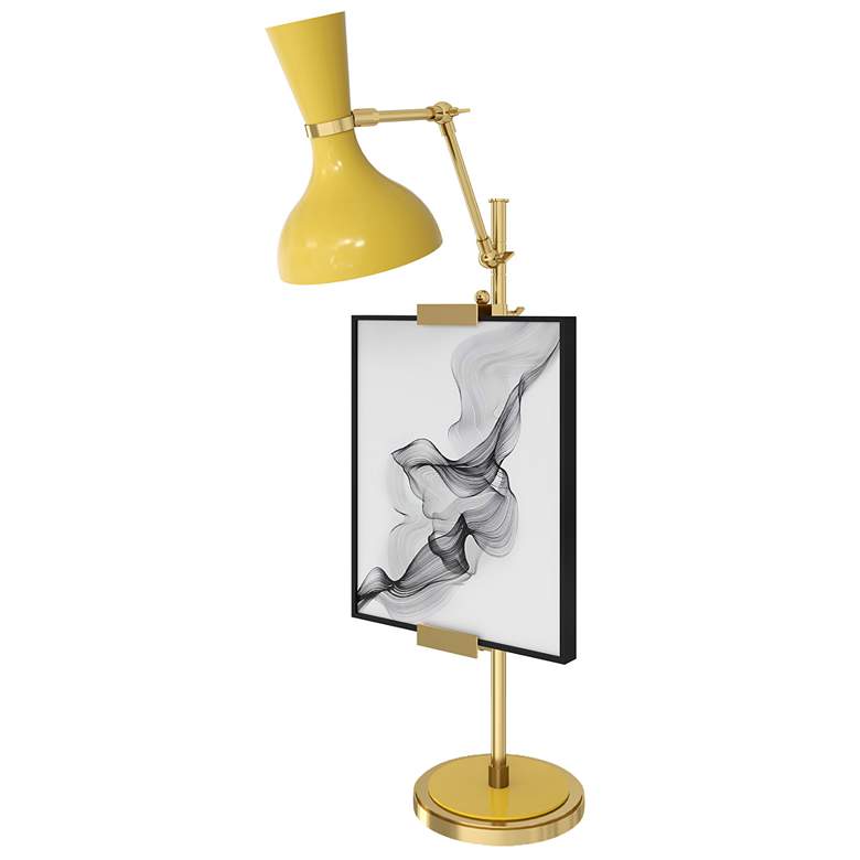 Image 1 Clare 30.38" High Modern Brass Finish Easel Table Lamp with Sunset Shade