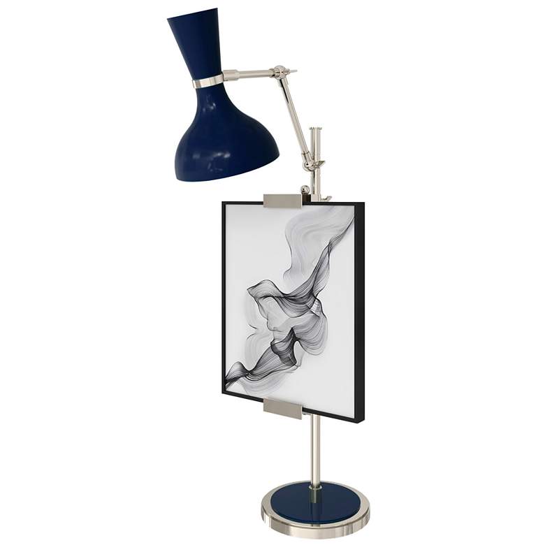 Image 1 Clare 30.38" High Polished Nickel Easel Table Lamp with Midnight Blue Shade