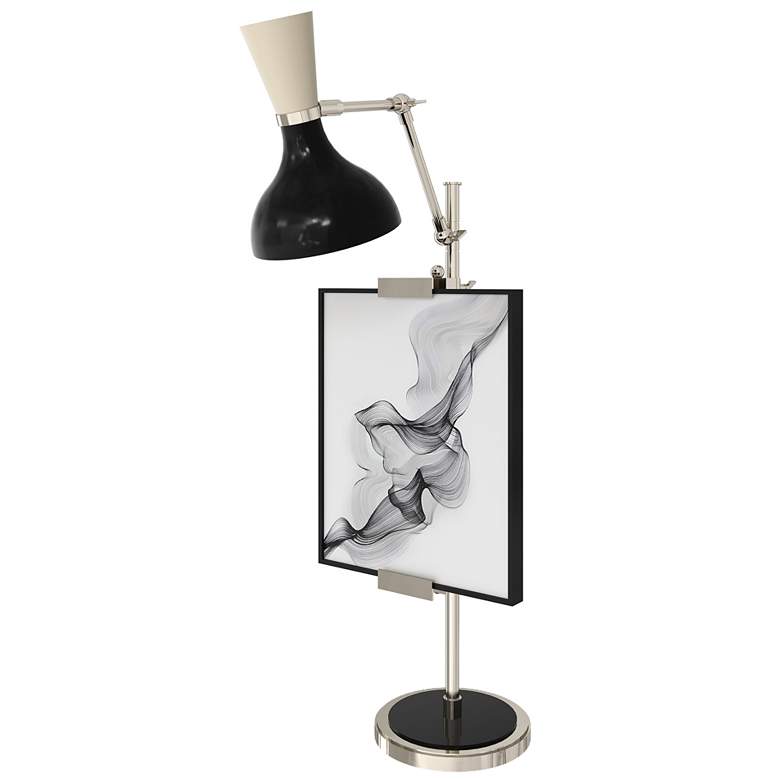 Image 1 Clare 30.38" High Polished Nickel Easel Table Lamp with Obsidian/Bone Shade