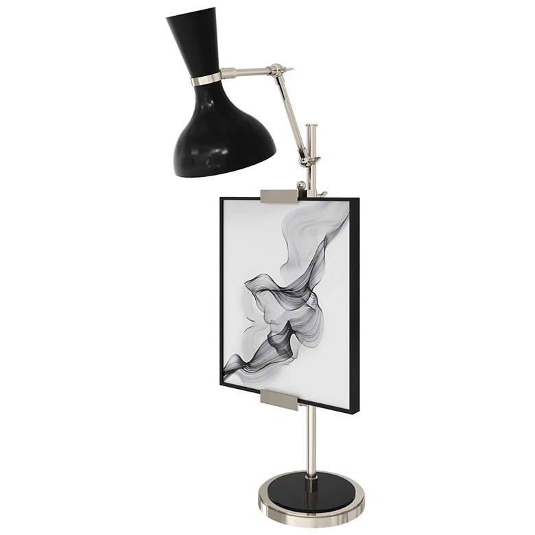 Image 1 Clare 30.38" High Polished Nickel Finish Easel Table Lamp w/ Obsidian Shade