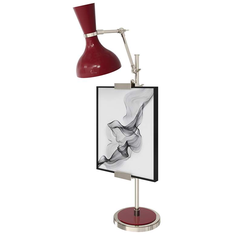 Image 1 Clare 30.38" High Polished Nickel Finish Easel Table Lamp w/ Oxblood Shade