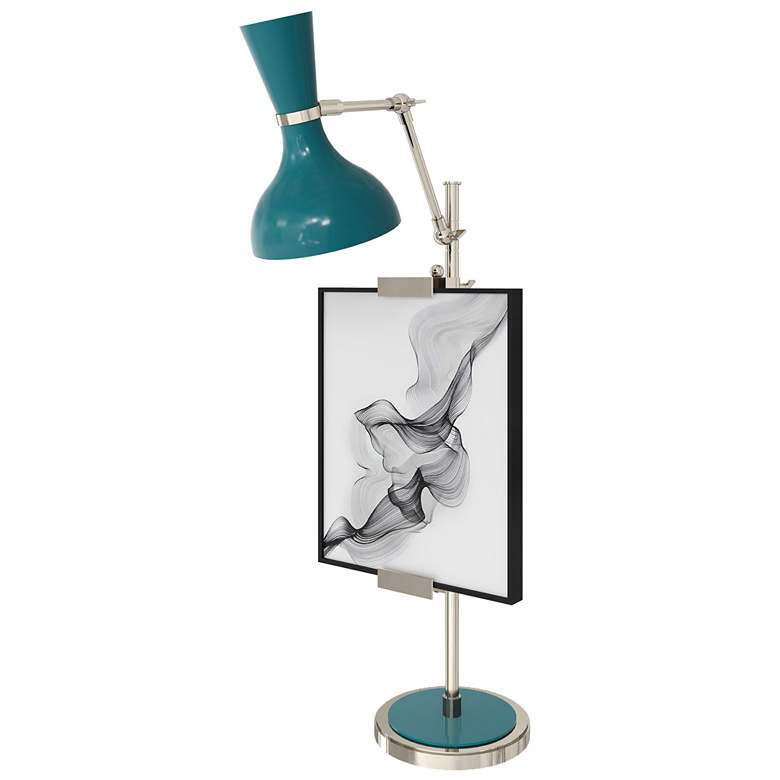 Image 1 Clare 30.38" High Polished Nickel Finish Easel Table Lamp w/ Peacock Shade