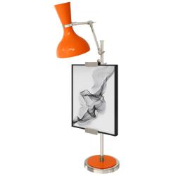 Clare 30.38" High Polished Nickel Finish Easel Table Lamp w/ Pumpkin Shade
