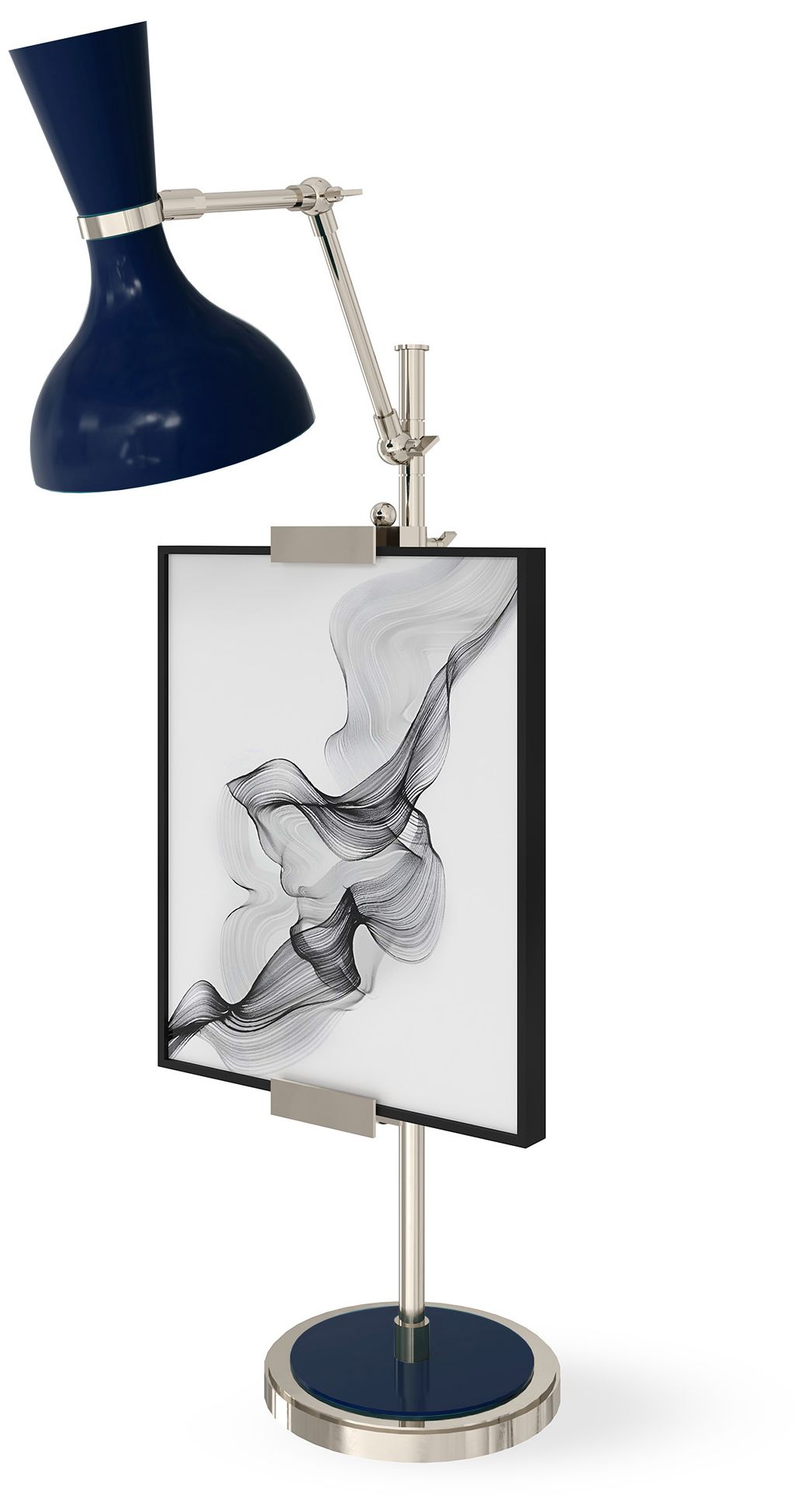 Clare 30.38" Nickel Easel Table Lamp w/Midnight Blue Made to Order