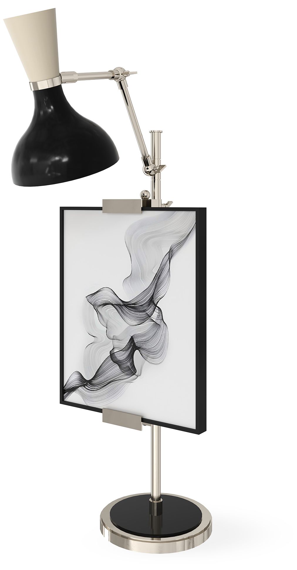 Clare 30.38" Nickel Easel Table Lamp w/Obsidian/Bone Made to Order