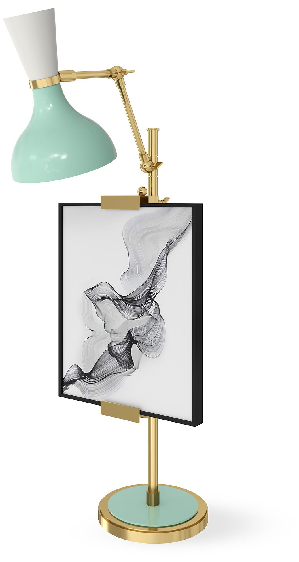 Clare 30.38"H Modern Brass Easel Table Lamp with Mint/Lily Made to Ord