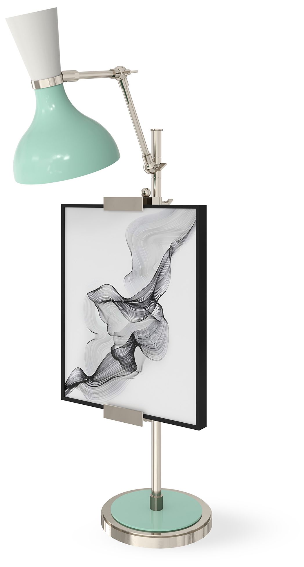 Clare 30.38"H Polished Nickel Easel Table Lamp w/ Mint/Lily Made to Or