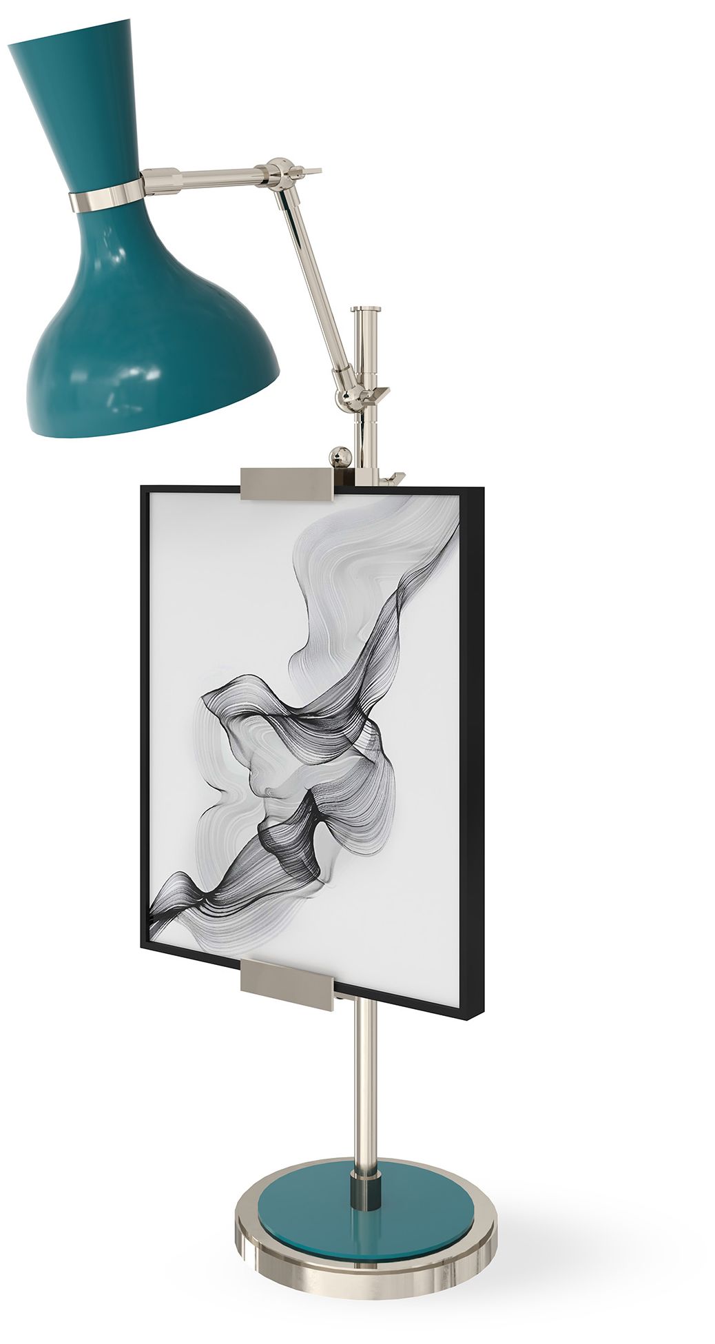 Clare 30.38"H Polished Nickel Easel Table Lamp w/ Peacock Made to Orde