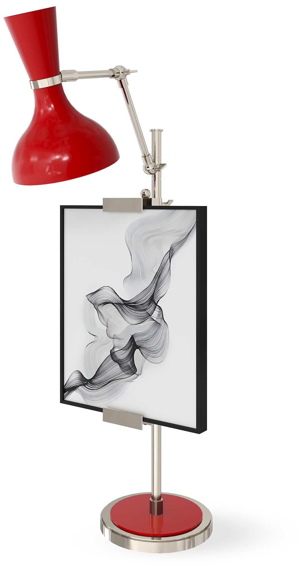 Clare 30.38"H Polished Nickel Easel Table Lamp w/ Ruby Red Made to Ord